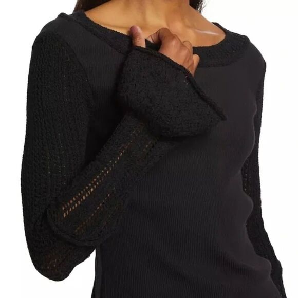 Free People Cuffing Season Top In Black - Picture 6 of 6